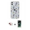 MARSİLYAN™- iPhone 11 Kılıf Pusula Form - Şeffaf 360 Full Body Arka Koruyucu + Pers Alüminyum Kamera Lens - KI