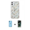 MARSİLYAN™- iPhone 11 Kılıf Pusula Form - Şeffaf 360 Full Body Arka Koruyucu + Neon Fosforlu Kamera Lens - MI