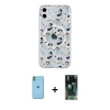 MARSİLYAN™- iPhone 11 Kılıf Pusula Form - Şeffaf 360 Full Body Arka Koruyucu + Neon Fosforlu Kamera Lens - YL