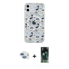 MARSİLYAN™- iPhone 11 Kılıf Pusula Form - Şeffaf 360 Full Body Arka Koruyucu + Pers Alüminyum Kamera Lens - GI