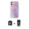 MARSİLYAN™- iPhone 11 Kılıf Pusula Form - Şeffaf 360 Full Body Arka Koruyucu + PVD Metal Kamera Lens - MI