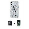 MARSİLYAN™- iPhone 11 Kılıf Pusula Form - Şeffaf 360 Full Body Arka Koruyucu + PVD Metal Kamera Lens - MI