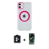 MARSİLYAN™- iPhone 11 Kılıf Pusula Form - Şeffaf 360 Full Body Arka Koruyucu + PVD Metal Kamera Lens - MI