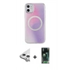 MARSİLYAN™- iPhone 11 Kılıf Pusula Form - Şeffaf 360 Full Body Arka Koruyucu + Raze Metal Kamera Lens - GS