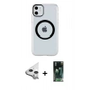 MARSİLYAN™- iPhone 11 Kılıf Pusula Form - Şeffaf 360 Full Body Arka Koruyucu + Raze Metal Kamera Lens - GS