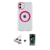 MARSİLYAN™- iPhone 11 Kılıf Pusula Form - Şeffaf 360 Full Body Arka Koruyucu + Raze Metal Kamera Lens - GS