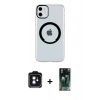 MARSİLYAN™- iPhone 11 Kılıf Pusula Form - Şeffaf 360 Full Body Arka Koruyucu + PVD Metal Kamera Lens - SH