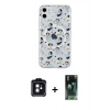 MARSİLYAN™- iPhone 11 Kılıf Pusula Form - Şeffaf 360 Full Body Arka Koruyucu + PVD Metal Kamera Lens - SH