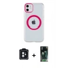 MARSİLYAN™- iPhone 11 Kılıf Pusula Form - Şeffaf 360 Full Body Arka Koruyucu + PVD Metal Kamera Lens - SH