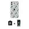 MARSİLYAN™- iPhone 11 Kılıf Pusula Form - Şeffaf 360 Full Body Arka Koruyucu + PVD Metal Kamera Lens - SH