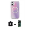 MARSİLYAN™- iPhone 11 Kılıf Pusula Form - Şeffaf 360 Full Body Arka Koruyucu + PVD Metal Kamera Lens - TU