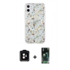 MARSİLYAN™- iPhone 11 Kılıf Pusula Form - Şeffaf 360 Full Body Arka Koruyucu + PVD Metal Kamera Lens - TU