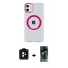MARSİLYAN™- iPhone 11 Kılıf Pusula Form - Şeffaf 360 Full Body Arka Koruyucu + PVD Metal Kamera Lens - TU