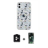 MARSİLYAN™- iPhone 11 Kılıf Pusula Form - Şeffaf 360 Full Body Arka Koruyucu + PVD Metal Kamera Lens - TU