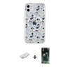 MARSİLYAN™- iPhone 11 Kılıf Pusula Form - Şeffaf 360 Full Body Arka Koruyucu + Renkli Kamera Lens Koruma Cam - YL