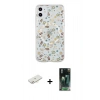 MARSİLYAN™- iPhone 11 Kılıf Pusula Form - Şeffaf 360 Full Body Arka Koruyucu + Renkli Kamera Lens Koruma Cam - YL