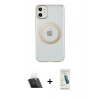 MARSİLYAN™- iPhone 11 Kılıf Pusula Form - Şeffaf Pasifik Cam Ekran Koruyucu + Kamera Lens Koruma Cam - SF