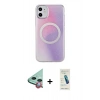 MARSİLYAN™- iPhone 11 Kılıf Pusula Form - Şeffaf Pasifik Cam Ekran Koruyucu + Raze Metal Kamera Lens - KI