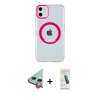 MARSİLYAN™- iPhone 11 Kılıf Pusula Form - Şeffaf Pasifik Cam Ekran Koruyucu + Raze Metal Kamera Lens - KI