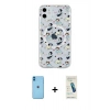 MARSİLYAN™- iPhone 11 Kılıf Pusula Form - Şeffaf Pasifik Cam Ekran Koruyucu + Neon Fosforlu Kamera Lens - MI