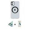 MARSİLYAN™- iPhone 11 Kılıf Pusula Form - Şeffaf Pasifik Cam Ekran Koruyucu + Raze Metal Kamera Lens - MI