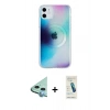 MARSİLYAN™- iPhone 11 Kılıf Pusula Form - Şeffaf Pasifik Cam Ekran Koruyucu + Raze Metal Kamera Lens - MI