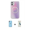 MARSİLYAN™- iPhone 11 Kılıf Pusula Form - Şeffaf Pasifik Cam Ekran Koruyucu + Neon Fosforlu Kamera Lens - TU