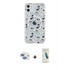 MARSİLYAN™- iPhone 11 Kılıf Pusula Form - Şeffaf Pasifik Cam Ekran Koruyucu + Pers Alüminyum Kamera Lens - GI