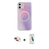 MARSİLYAN™- iPhone 11 Kılıf Pusula Form - Şeffaf Pasifik Cam Ekran Koruyucu + Pers Alüminyum Kamera Lens - KI