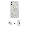 MARSİLYAN™- iPhone 11 Kılıf Pusula Form - Şeffaf Pasifik Cam Ekran Koruyucu + Pers Alüminyum Kamera Lens - LT