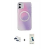 MARSİLYAN™- iPhone 11 Kılıf Pusula Form - Şeffaf Pasifik Cam Ekran Koruyucu + Pers Alüminyum Kamera Lens - LT