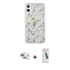 MARSİLYAN™- iPhone 11 Kılıf Pusula Form - Şeffaf Pasifik Cam Ekran Koruyucu + Pers Alüminyum Kamera Lens - YL