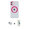 MARSİLYAN™- iPhone 11 Kılıf Pusula Form - Şeffaf Pasifik Cam Ekran Koruyucu + Pers Alüminyum Kamera Lens - YL