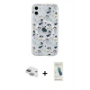 MARSİLYAN™- iPhone 11 Kılıf Pusula Form - Şeffaf Pasifik Cam Ekran Koruyucu + Pers Alüminyum Kamera Lens - YL