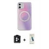 MARSİLYAN™- iPhone 11 Kılıf Pusula Form - Şeffaf Pasifik Cam Ekran Koruyucu + PVD Metal Kamera Lens - MI