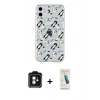 MARSİLYAN™- iPhone 11 Kılıf Pusula Form - Şeffaf Pasifik Cam Ekran Koruyucu + PVD Metal Kamera Lens - MI
