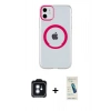 MARSİLYAN™- iPhone 11 Kılıf Pusula Form - Şeffaf Pasifik Cam Ekran Koruyucu + PVD Metal Kamera Lens - MI