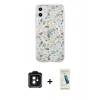 MARSİLYAN™- iPhone 11 Kılıf Pusula Form - Şeffaf Pasifik Cam Ekran Koruyucu + PVD Metal Kamera Lens - SH