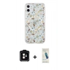 MARSİLYAN™- iPhone 11 Kılıf Pusula Form - Şeffaf Pasifik Cam Ekran Koruyucu + PVD Metal Kamera Lens - TU
