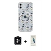 MARSİLYAN™- iPhone 11 Kılıf Pusula Form - Şeffaf Pasifik Cam Ekran Koruyucu + PVD Metal Kamera Lens - TU