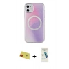 MARSİLYAN™- iPhone 11 Kılıf Pusula Form - Şeffaf Pasifik Cam Ekran Koruyucu + Rainbow Kamera Lens Koruma Cam - KI