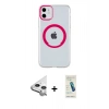 MARSİLYAN™- iPhone 11 Kılıf Pusula Form - Şeffaf Pasifik Cam Ekran Koruyucu + Raze Metal Kamera Lens - GS