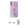 MARSİLYAN™- iPhone 11 Kılıf Pusula Form - Şeffaf Pasifik Cam Ekran Koruyucu + Renkli Kamera Lens Koruma Cam - SI
