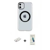MARSİLYAN™- iPhone 11 Kılıf Pusula Form - Şeffaf Pasifik Cam Ekran Koruyucu + Renkli Kamera Lens Koruma Cam - PE