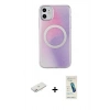 MARSİLYAN™- iPhone 11 Kılıf Pusula Form - Şeffaf Pasifik Cam Ekran Koruyucu + Renkli Kamera Lens Koruma Cam - PE