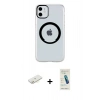 MARSİLYAN™- iPhone 11 Kılıf Pusula Form - Şeffaf Pasifik Cam Ekran Koruyucu + Renkli Kamera Lens Koruma Cam - SI