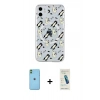 MARSİLYAN™- iPhone 11 Kılıf Pusula Form - Şeffaf Pasifik Cam Ekran Koruyucu + Neon Fosforlu Kamera Lens - YL