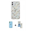 MARSİLYAN™- iPhone 11 Kılıf Pusula Form - Şeffaf Royal Nano Ekran Koruyucu + Neon Fosforlu Kamera Lens - YL