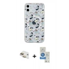 MARSİLYAN™- iPhone 11 Kılıf Pusula Form - Şeffaf Royal Nano Ekran Koruyucu + Pers Alüminyum Kamera Lens - GD