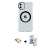 MARSİLYAN™- iPhone 11 Kılıf Pusula Form - Şeffaf Royal Nano Ekran Koruyucu + Pers Alüminyum Kamera Lens - GD